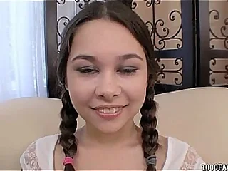 Lovely ponytailed teen Point of view blow-job